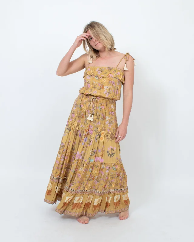 Floral Maxi Dress Elegant Pleated Maxi Dress