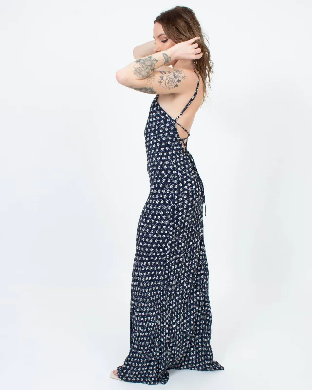 Floral Navy Maxi Dress Classic V-Neck Maxi Dress