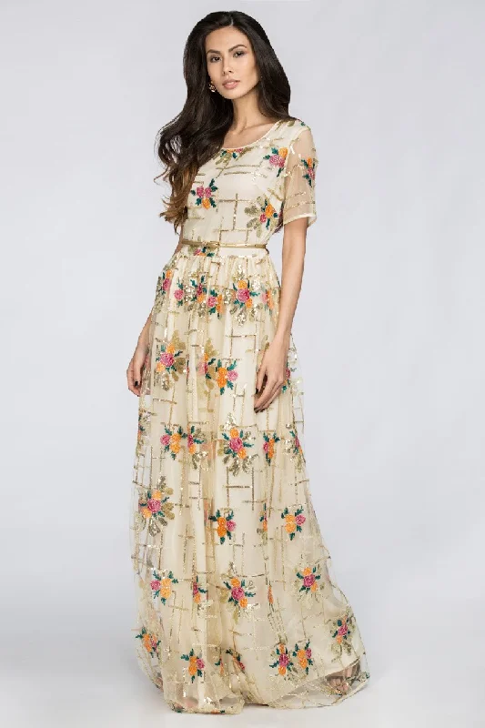 Floral Shine Layered Maxi Dress Trendy Printed Maxi Dress