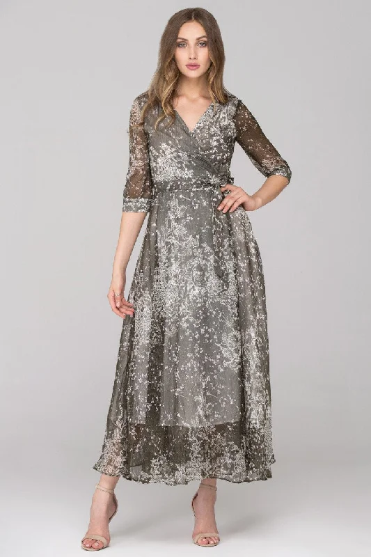 Forest Green Sheer Wrap around Maxi Dress Stylish Button-Up Maxi Dress