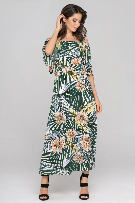 Garden Print Cold Shoulder Maxi Dress Cozy Ribbed Maxi Dress