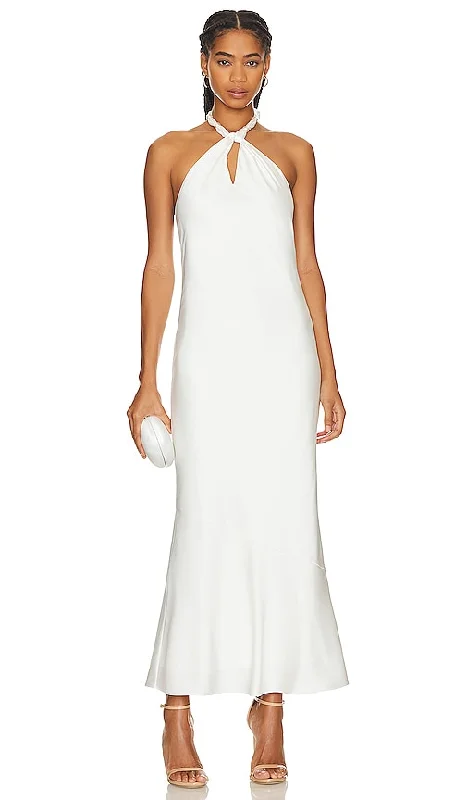 Generation Love Bea Halter Maxi Dress in White Stylish Empire Waist Maxi Dress