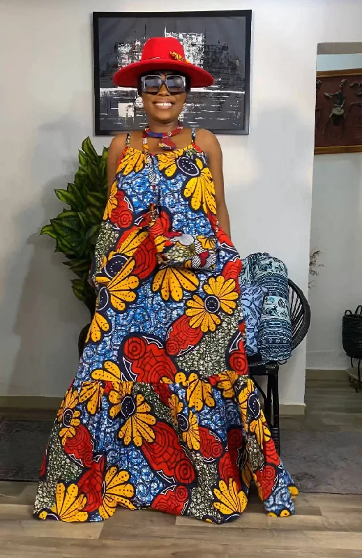 Jerusalema African print Maxi dress (Multicolor) Comfortable T-Shirt Maxi Dress