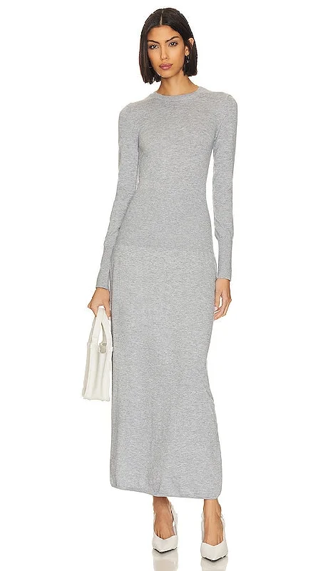 L'Academie Siani Maxi Dress in Grey Fashionable Open-Back Maxi Dress