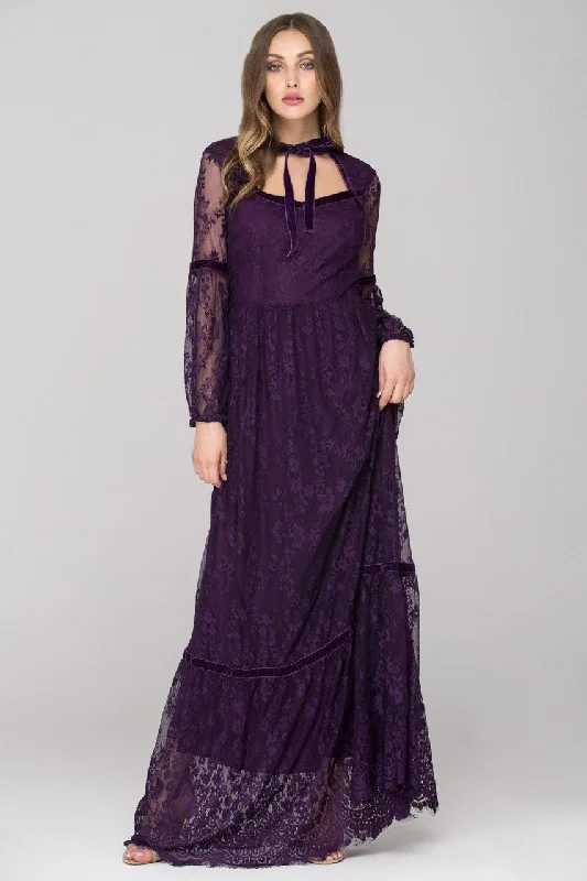 Lady Violet Lace Maxi Dress Trendy V-Neck Maxi Dress