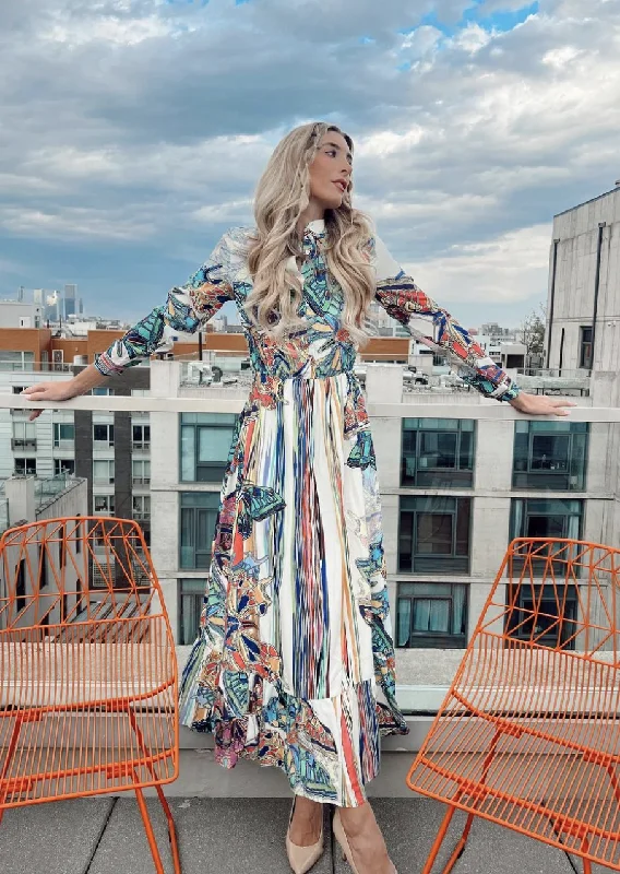 Legally Red Butterfly Print Maxi Dress Elegant Floral Maxi Dress