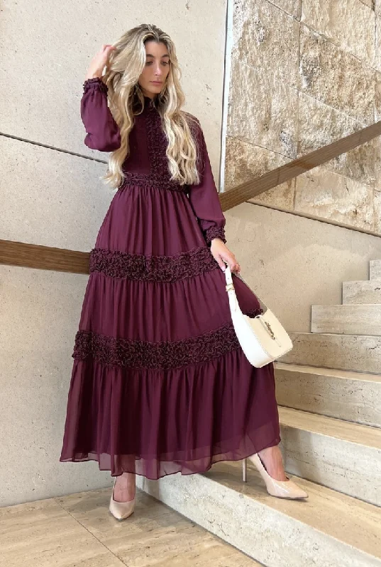 Legally Red Chiffon Maxi Dress Stylish Empire Waist Maxi Dress