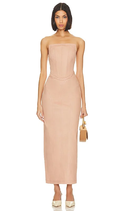 LPA Livia Corset Maxi Dress in Blush Trendy Floral Print Maxi Dress