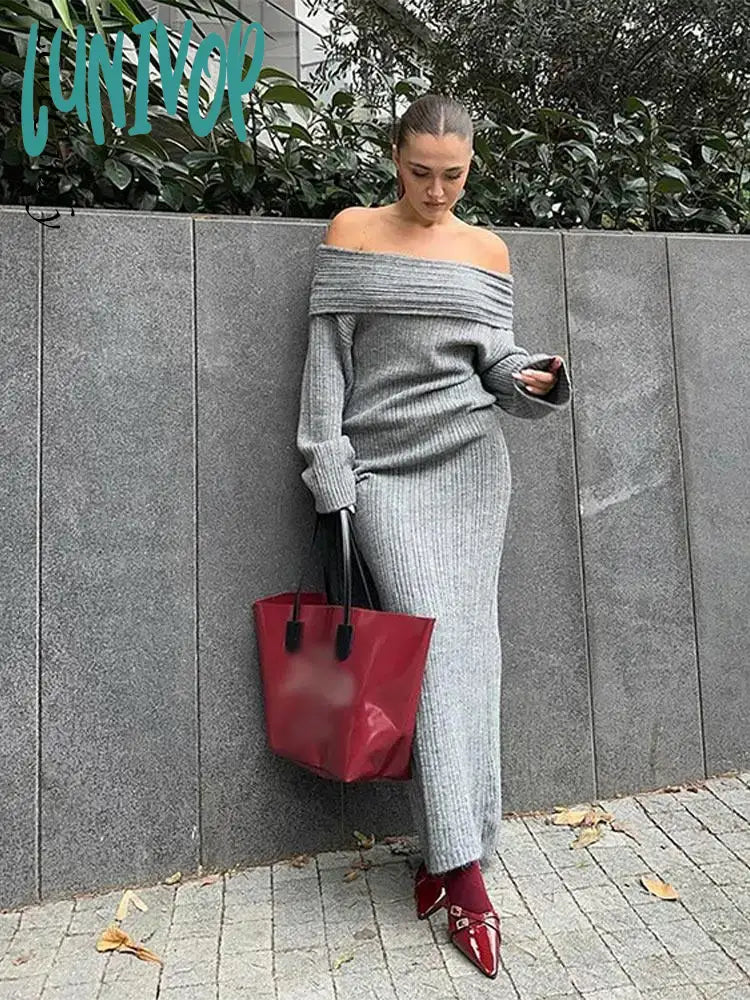 Lunivop Fashion Women Slash Neck Knitted Maxi Dress Casual Slim Fit Solid Long Sleeve Robes Autumn Winter Office Lady Vintage Vestidos Trendy Short Sleeve Maxi Dress Lunivop Fashion Women Slash Neck Knitted Maxi Dress Casual Slim Fit Solid Long Sleeve Robes Autumn Winter Office Lady Vintage Vestidos Trendy Short Sleeve Maxi Dress