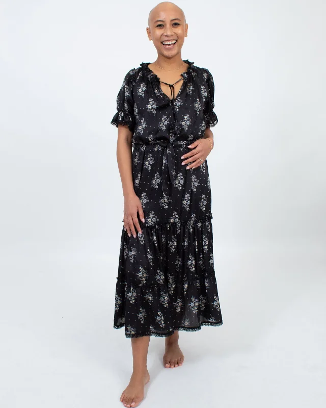 Navy Floral Maxi Dress Trendy Floral Print Maxi Dress