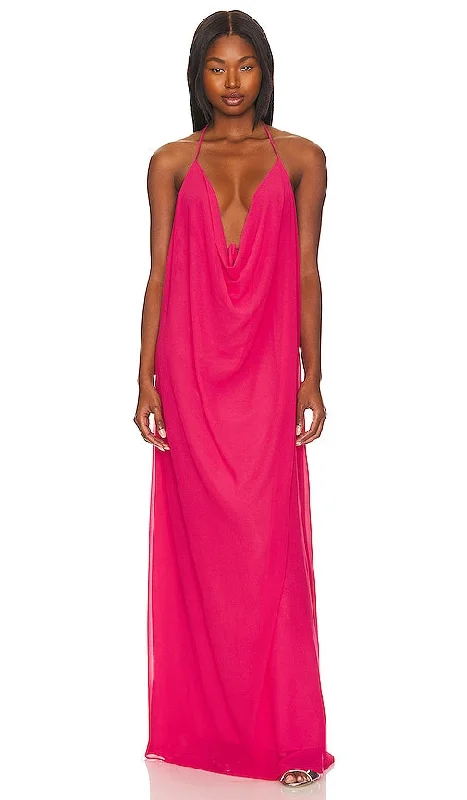 NBD Alcina Maxi Dress in Fuchsia Casual Maxi Dress with Pockets