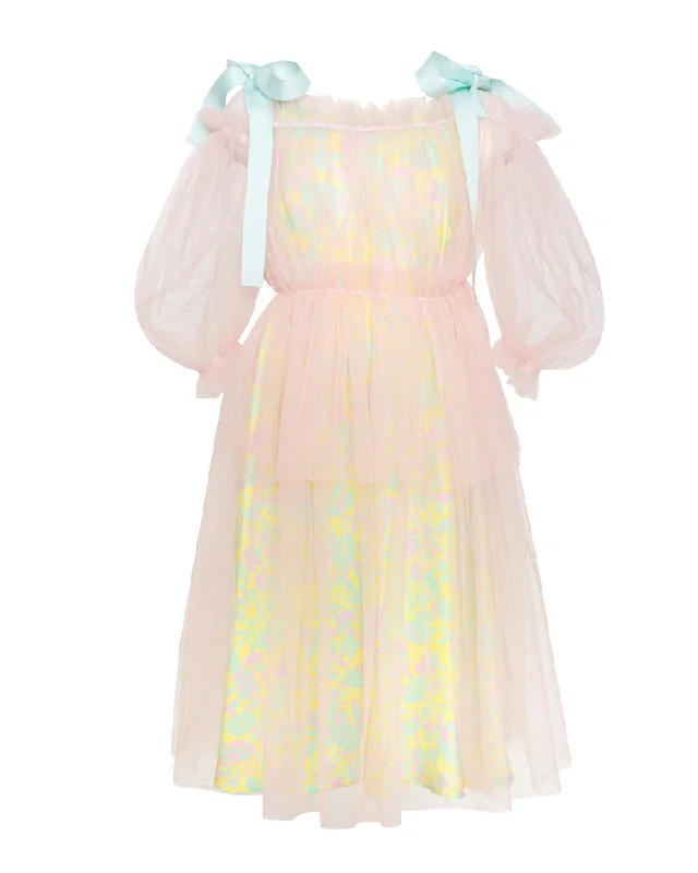 PAADE MODE "RETURN TO NATURE" Tulle Maxi Dress Anemone in Pink and Yellow Trendy Printed Maxi Dress PAADE MODE "RETURN TO NATURE" Tulle Maxi Dress Anemone in Pink and Yellow Trendy Printed Maxi Dress