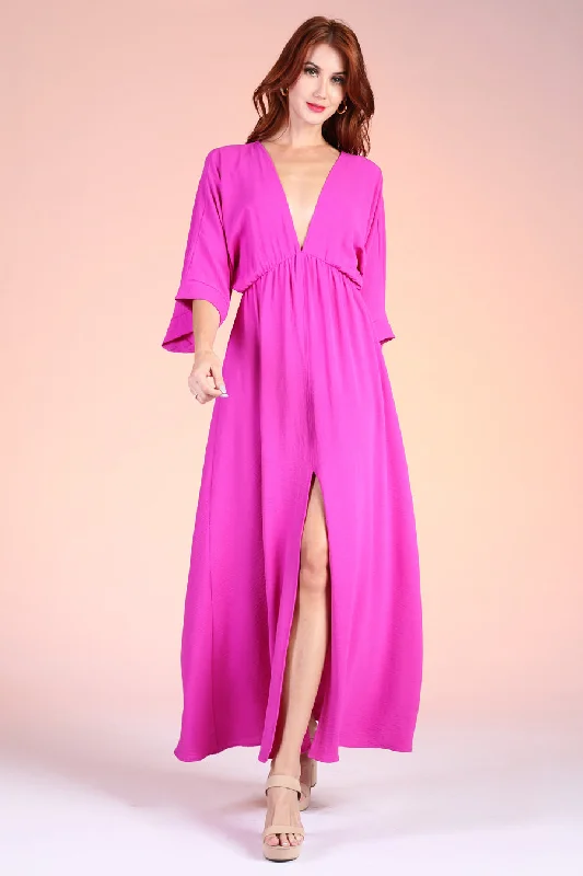 Palisades Deep V Maxi Dress in Orchid Stylish One-Shoulder Maxi Dress