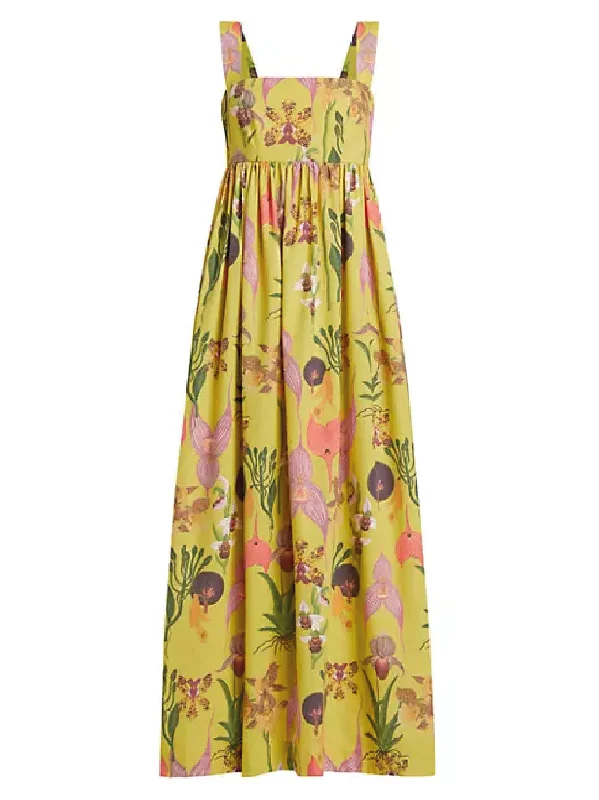 Palmar Maxi Dress In Botanica Yellow Print Elegant Wraparound Maxi Dress