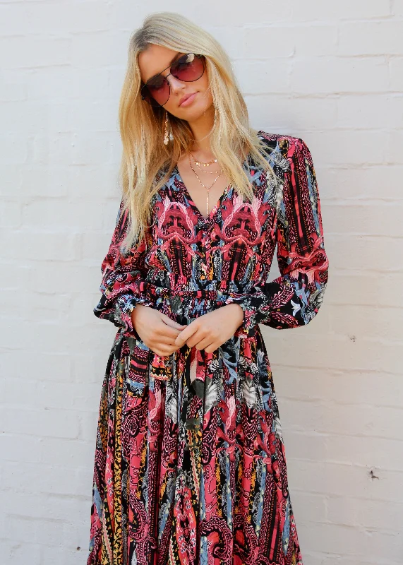 Rae Maxi Dress w/ Tie - Eldorado Cozy Knit Maxi Dress