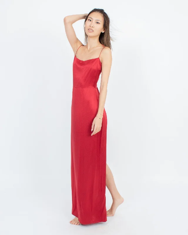 Silk Maxi Dress Comfortable Satin Maxi Dress