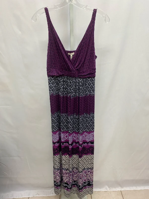 Size Small Soma Purple Print Maxi Dress Comfortable Fit-and-Flare Maxi Dress