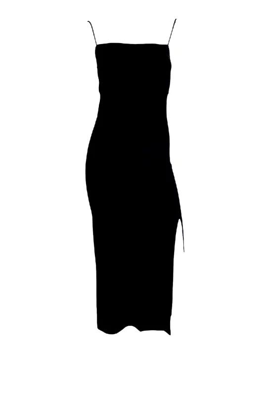 Strappy Side Slit Maxi Dress Trendy Satin Maxi Dress
