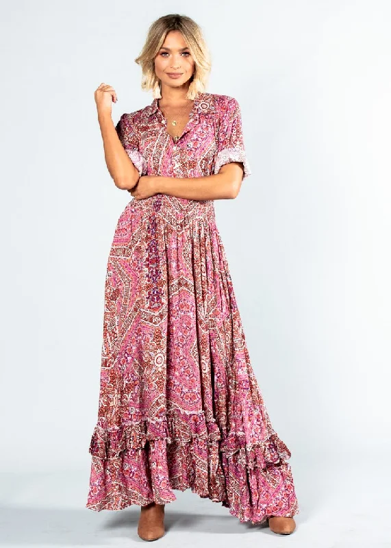 Troye Maxi Dress - Hibiscus Fashionable High-Low Maxi Dress
