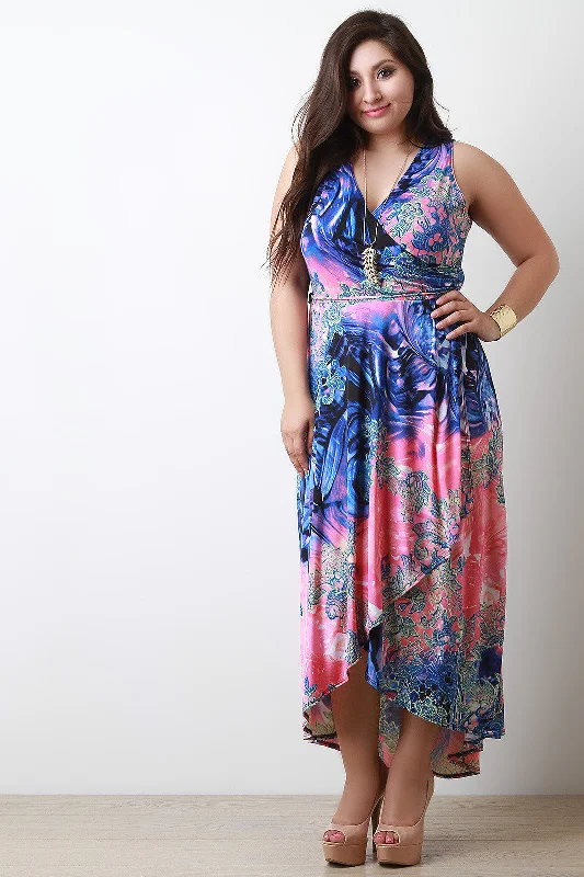 Surplice Wrap Inspired Maxi Dress Trendy Short Sleeve Maxi Dress