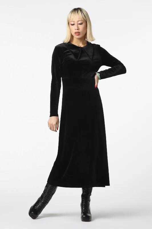 Velour Goth Maxi Dress Fashionable Chiffon Tiered Maxi Dress