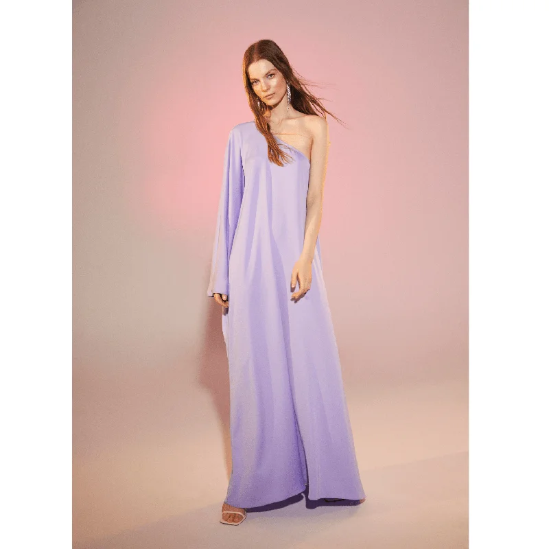 Venus One-Shoulder Maxi Dress in Lavender Fashionable Faux Wrap Maxi Dress