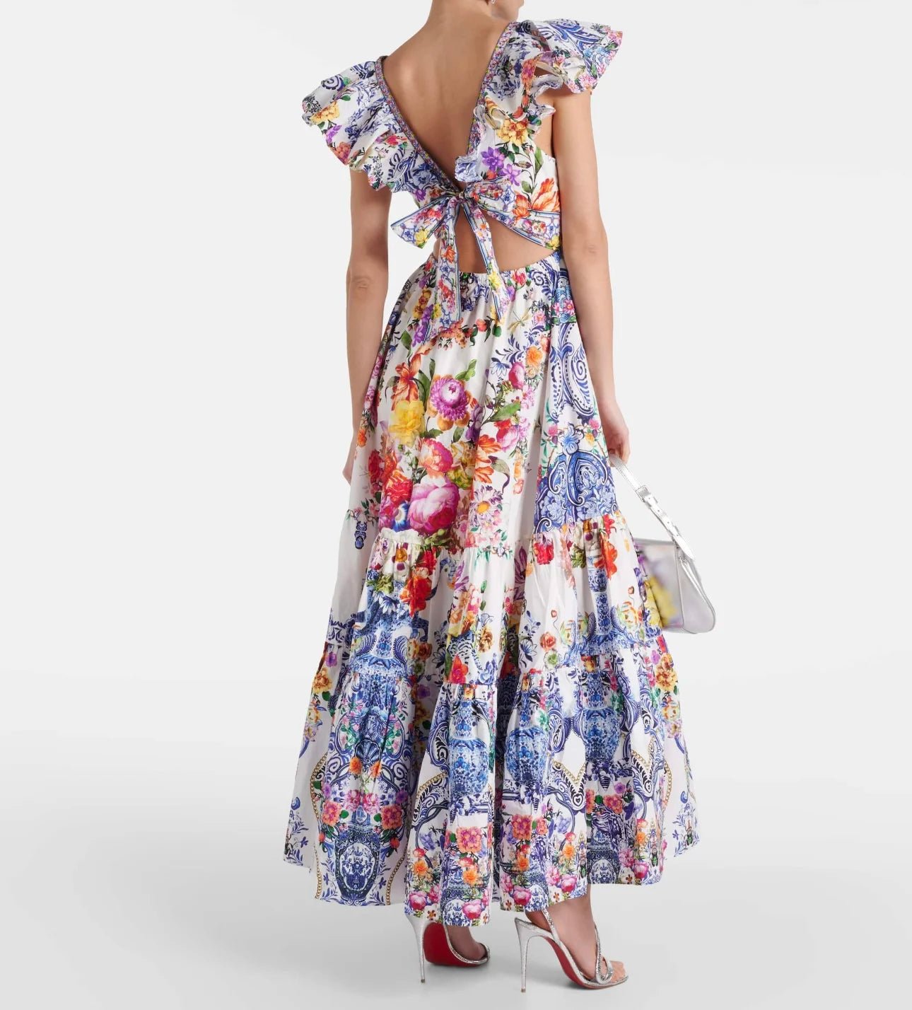 Floral Beaded Swing Maxi Dress Elegant Maxi Dress with Lace