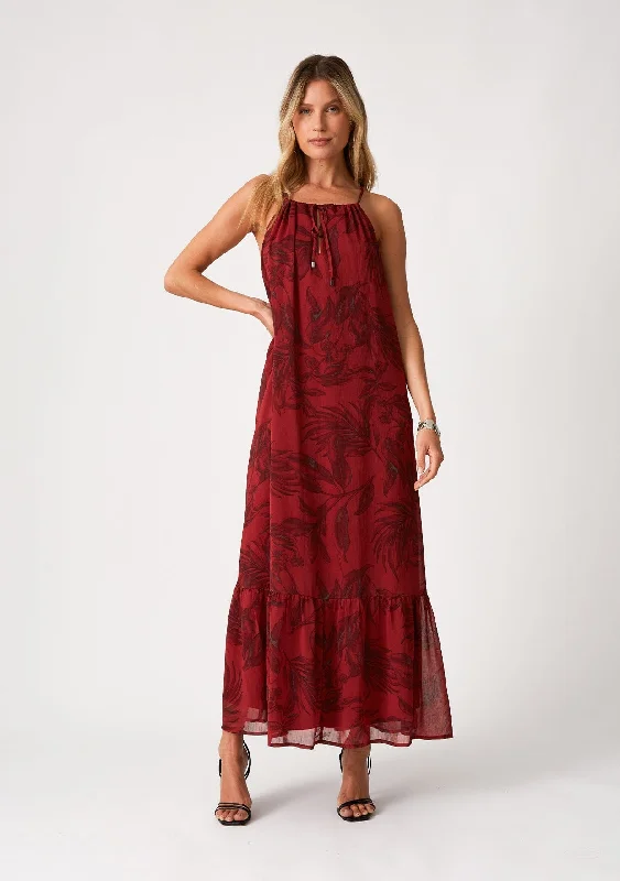 Kiriana Halter Maxi Dress Fashionable Layered Maxi Dress