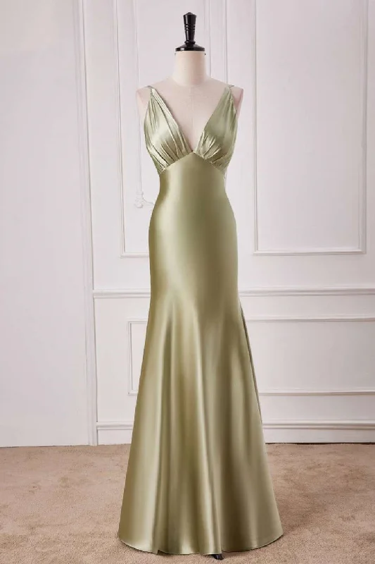Straps Sage Empire Waist Pleated Satin Maxi Dress Chic Button-Up Maxi Dress