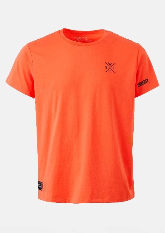 Tee-shirt WATTS01 - Corail Fluo Print Jacquard Patchwork