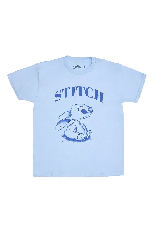 Stitch Graphic Relaxed Tee Asymmetrical Pockets Print