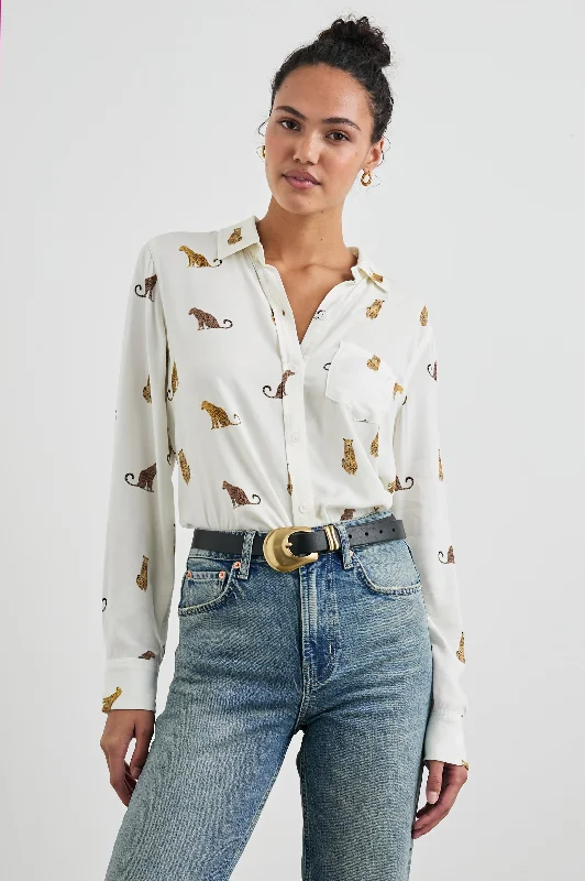 Kathryn Button Down Shirt Silk Blend Satin Velvet