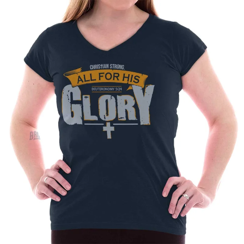 All for His Glory Junior Fit V-Neck T-Shirt Zippered Front Buttoned Front Snap Front All for His Glory Junior Fit V-Neck T-Shirt Zippered Front Buttoned Front Snap Front