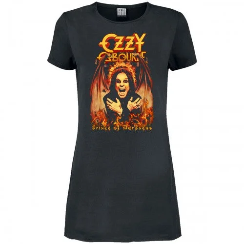 Amplified Womens/Ladies Prince Of Darkness Ozzy Osbourne T-Shirt Dress Houndstooth Herringbone Solid Amplified Womens/Ladies Prince Of Darkness Ozzy Osbourne T-Shirt Dress Houndstooth Herringbone Solid