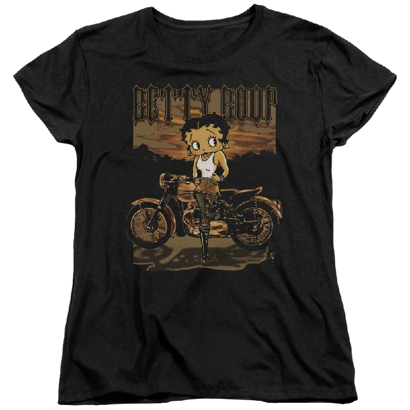 Betty Boop Rebel Rider - Women's T-Shirt Solid Color Striped Floral
