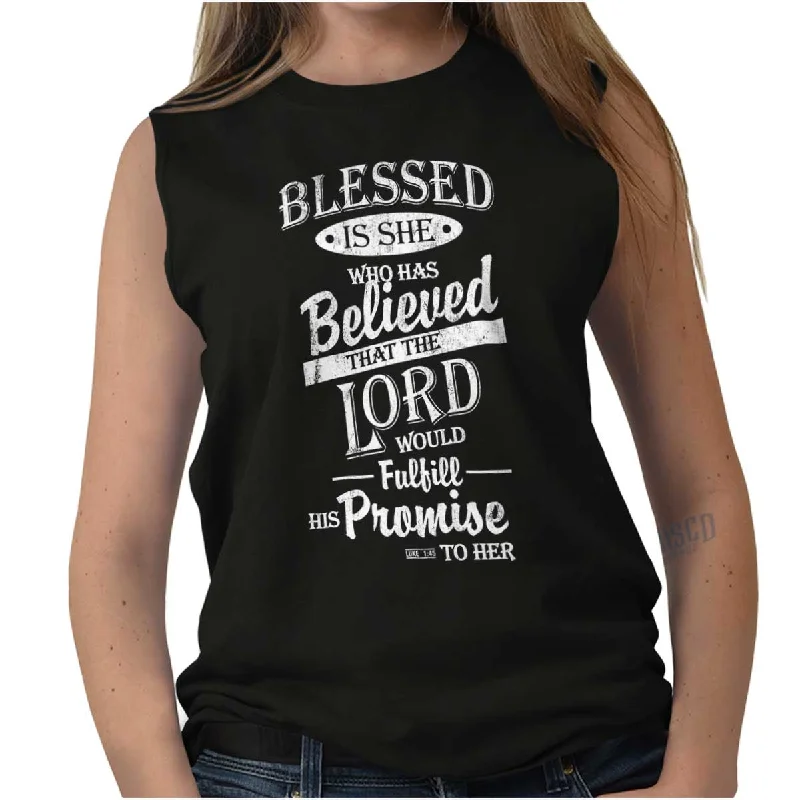 Blessed is Sleeveless T-Shirt Knit Fabric Woven Fabric Fleece Fabric