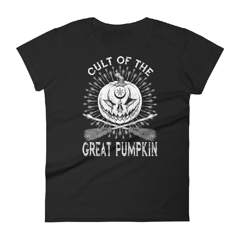 Cult of The Great Pumpkin - Crossed Brooms Women's short sleeve t-shirt Satin Fabric Silk Fabric Chiffon Fabric