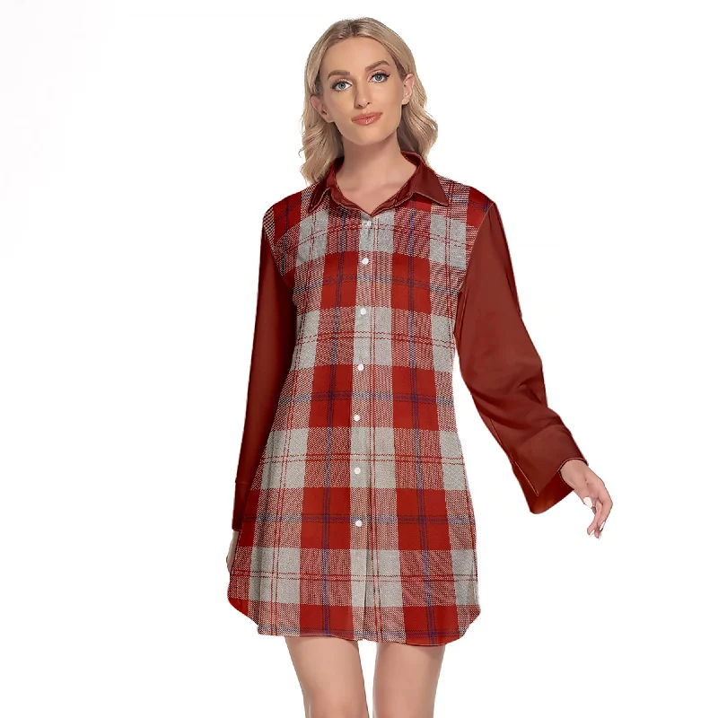 Cunningham Dress Tartan Women's Lapel Shirt Dress With Long Sleeve Graphic T-Shirt Round Neck Polyester Cunningham Dress Tartan Women's Lapel Shirt Dress With Long Sleeve Graphic T-Shirt Round Neck Polyester