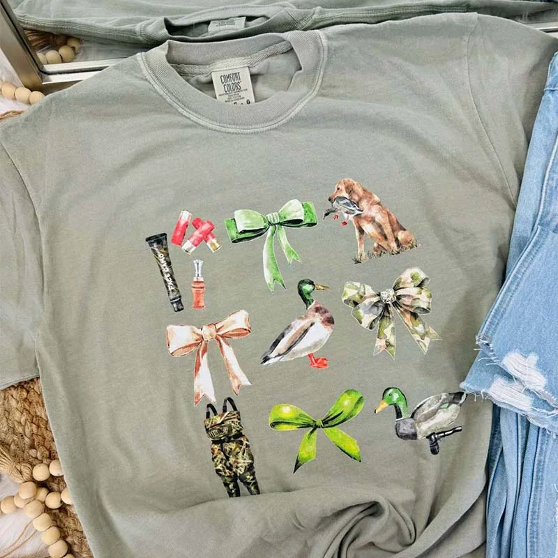 Duck Hunt Check Short Sleeve T-Shirt Satin Fabric Silk Fabric Chiffon Fabric