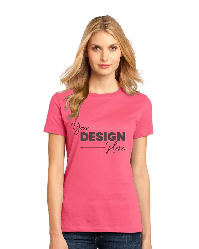 District Women's Perfect Weight T-Shirt DM104L Houndstooth Herringbone Solid