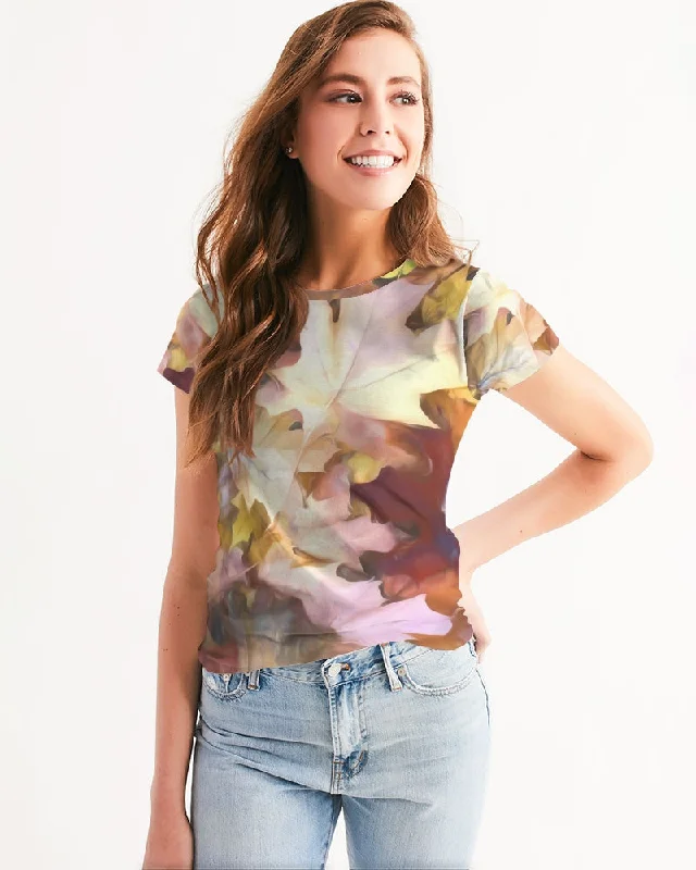Fall Leaves Bright Women's Tee Collared T-Shirt Boat Neck A-Line