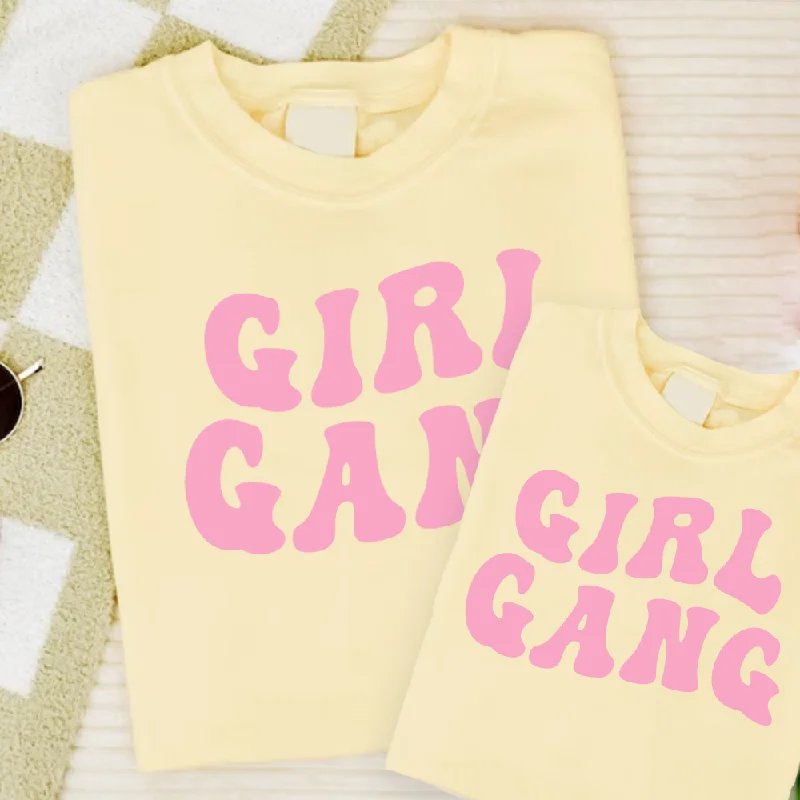 Girl Gang Retro Spring Matching T-Shirts Front Pockets Side Pockets Patch Pockets