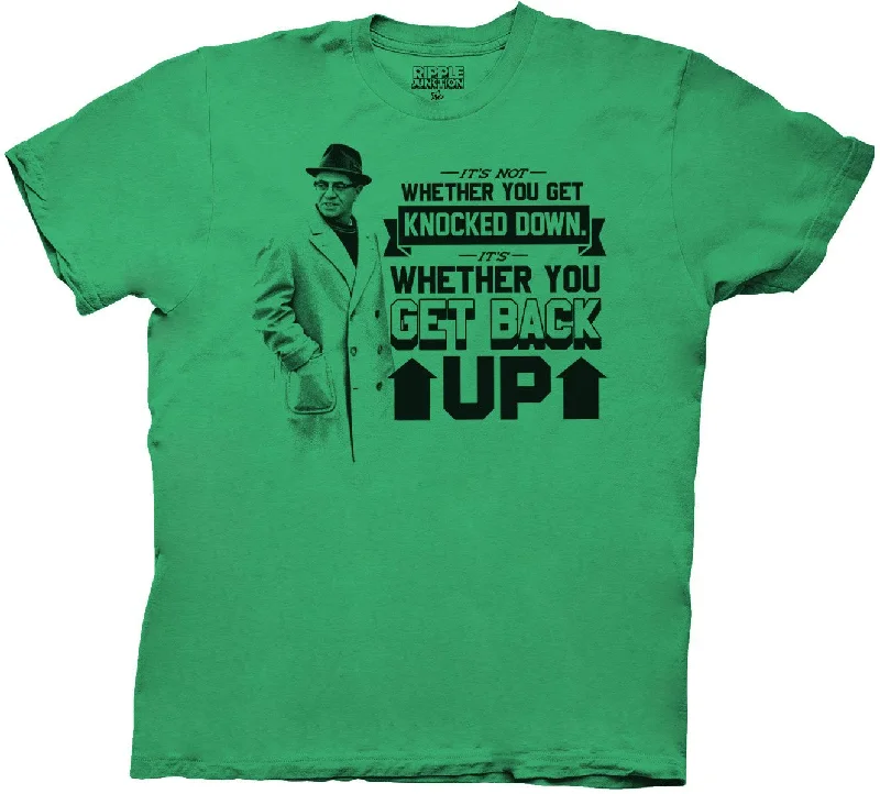 Green Bay Packers Vince Lombardi Get Back Up Men's Green T-Shirt Mesh Canvas Denim