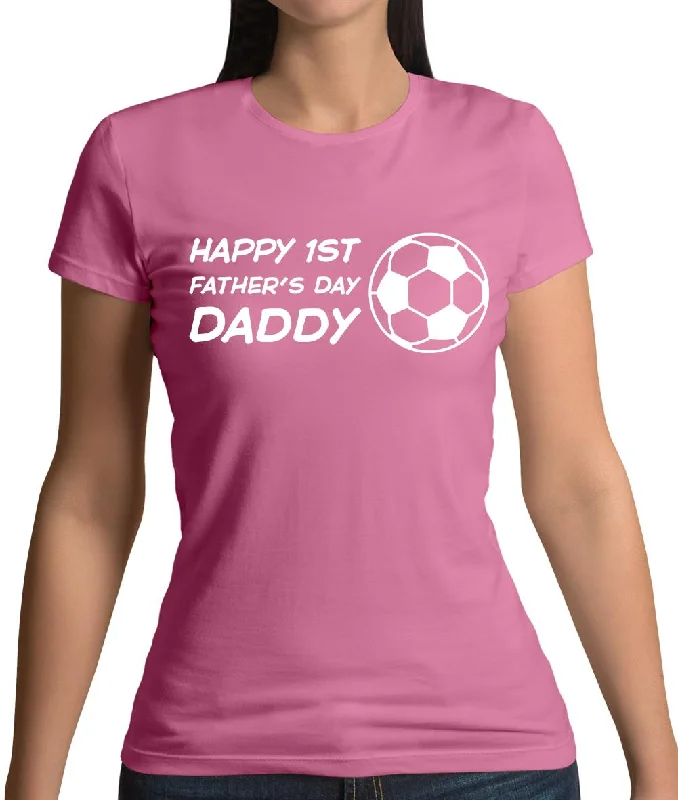Happy 1St Fathers Day Daddy [Football] Womens T-Shirt Rayon Velvet Corduroy
