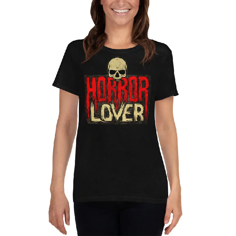 Horror Lover Women's short sleeve t-shirt Solid Color Striped Floral
