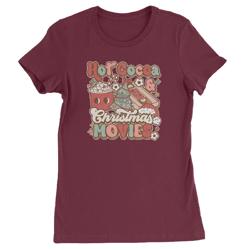 Hot Cocoa And Christmas Movies Holiday Womens T-shirt Nylon Fabric Polyester Fabric Spandex Fabric Hot Cocoa And Christmas Movies Holiday Womens T-shirt Nylon Fabric Polyester Fabric Spandex Fabric