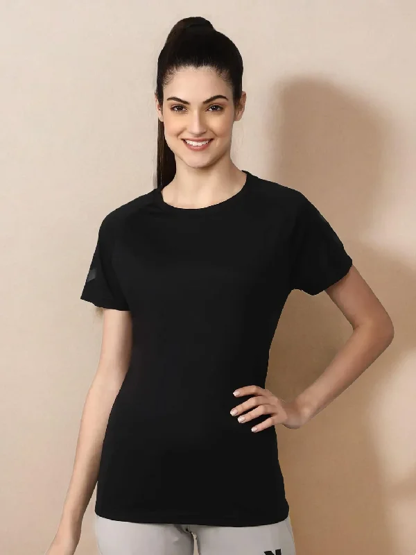 Azure Women Polyester Black T-Shirt Cozy Warm Stylish