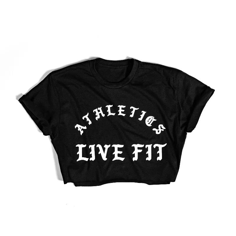 Iron Athletics Crop Tee - Black/White Collared T-Shirt Boat Neck A-Line