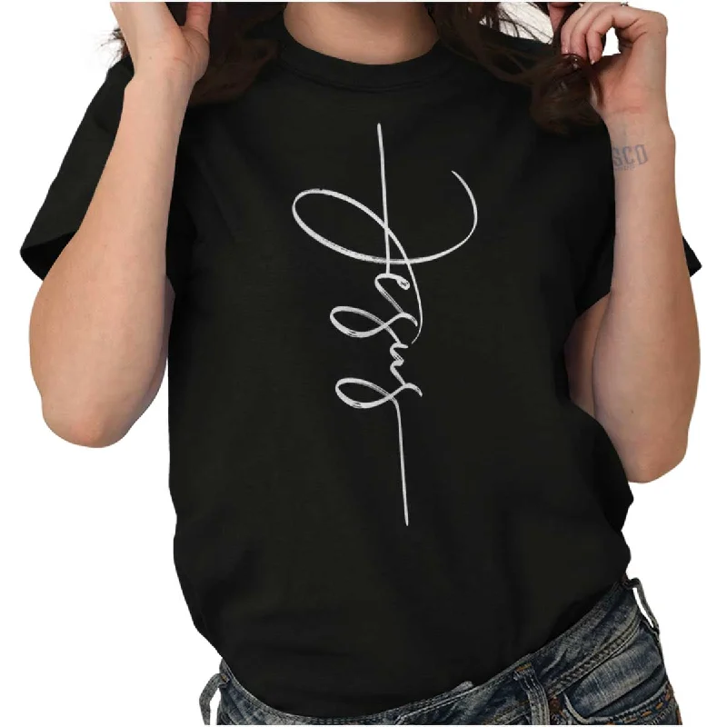 Jesus Fashion T Shirt Notch Collar Peter Pan Collar Cowl Neck