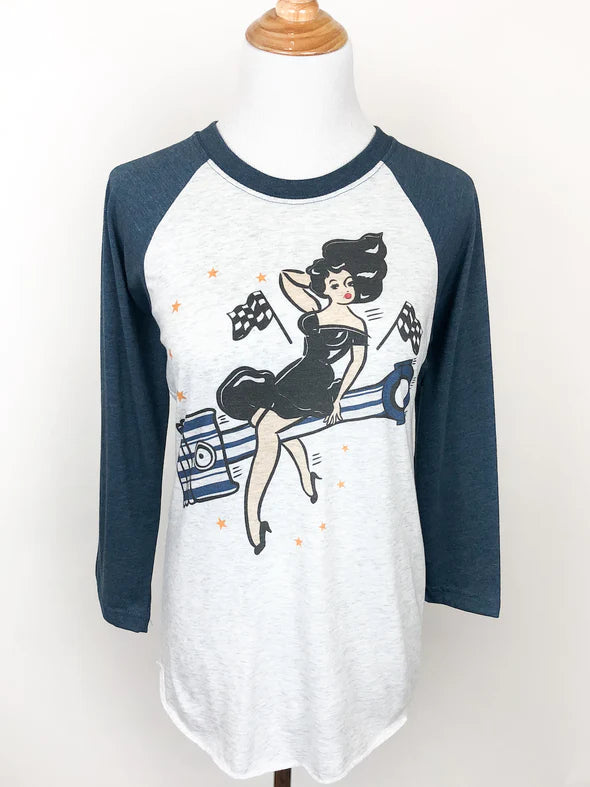 Joy Ride Raglan Tee Ladies Tee Graphic T-Shirt Round Neck Polyester